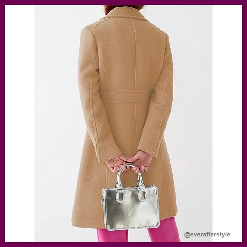 Elegant Single Breasted Wool Blend Pea Coat Classic Chic Work Office Wear - Picture 3 of 7